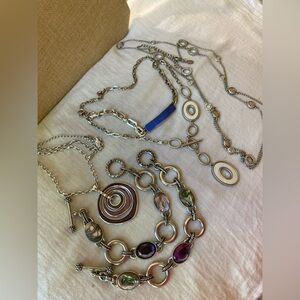 Lia Sophia Bundle of 6 Jewelry Lot 3 Necklaces 3 Bracelets Abalone ID